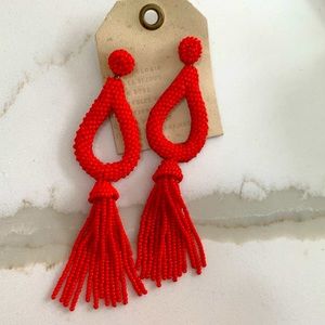 Anthropologie Red Bead Dangle Earrings